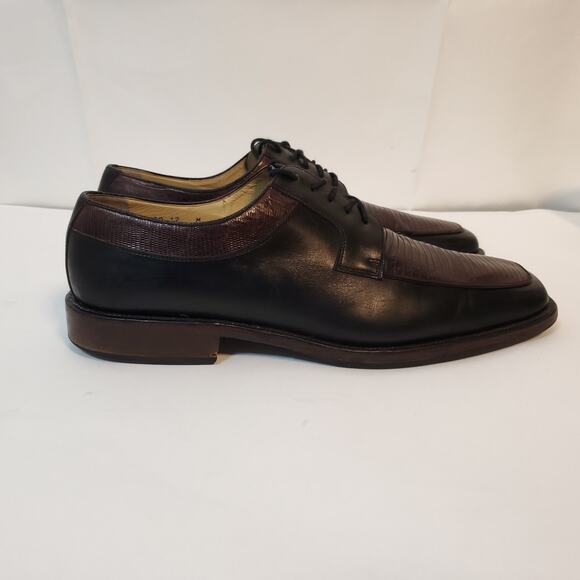 Julio Blanco Mens Brown Black Lizard Leather Handmade Tie Oxfords SZ 12M Spain main image 5